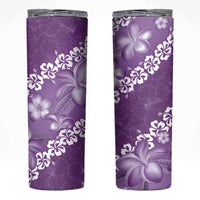 Vintage Purple Polynesia Skinny Tumbler Plumeria With Hibiscus Tropical Vibes LT14 Purple - Polynesian Pride