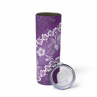 Vintage Purple Polynesia Skinny Tumbler Plumeria With Hibiscus Tropical Vibes LT14 - Polynesian Pride