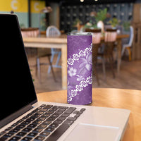 Vintage Purple Polynesia Skinny Tumbler Plumeria With Hibiscus Tropical Vibes LT14 - Polynesian Pride