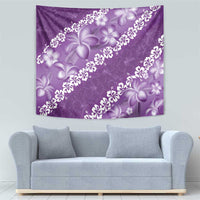 Vintage Purple Polynesia Tapestry Plumeria With Hibiscus Tropical Vibes