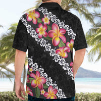 Black Polynesia Hawaiian Shirt Plumeria With Hibiscus Pattern Tropical Vibes
