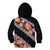Black Polynesia Kid Hoodie Plumeria With Hibiscus Pattern Tropical Vibes