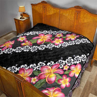 Black Polynesia Quilt Plumeria With Hibiscus Pattern Tropical Vibes LT14 - Polynesian Pride