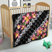 Black Polynesia Quilt Plumeria With Hibiscus Pattern Tropical Vibes LT14 - Polynesian Pride