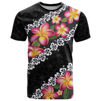 Black Polynesia T Shirt Plumeria With Hibiscus Pattern Tropical Vibes LT14 Black - Polynesian Pride