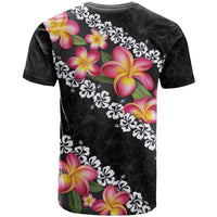 Black Polynesia T Shirt Plumeria With Hibiscus Pattern Tropical Vibes LT14 - Polynesian Pride