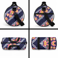 Blue Polynesia Duffle Bag Plumeria With Hibiscus Pattern Tropical Vibes LT14 - Polynesian Pride