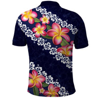 Blue Polynesia Polo Shirt Plumeria With Hibiscus Pattern Tropical Vibes LT14 - Polynesian Pride