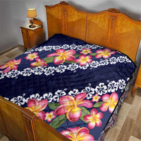 Blue Polynesia Quilt Plumeria With Hibiscus Pattern Tropical Vibes LT14 - Polynesian Pride