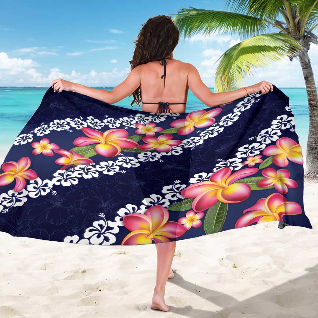 Blue Polynesia Sarong Plumeria With Hibiscus Pattern Tropical Vibes