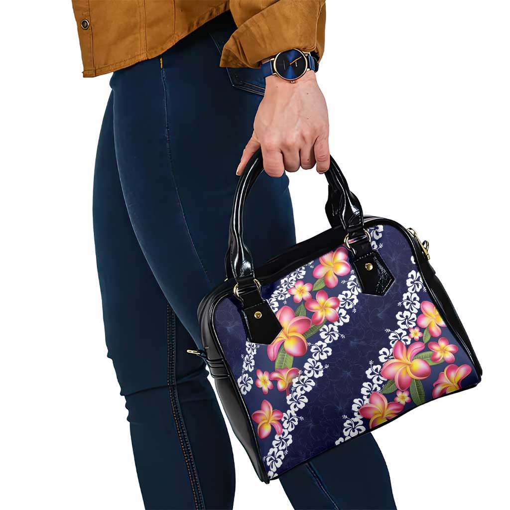 Blue Polynesia Shoulder Handbag Plumeria With Hibiscus Pattern Tropical Vibes LT14 - Polynesian Pride