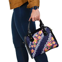 Blue Polynesia Shoulder Handbag Plumeria With Hibiscus Pattern Tropical Vibes LT14 - Polynesian Pride
