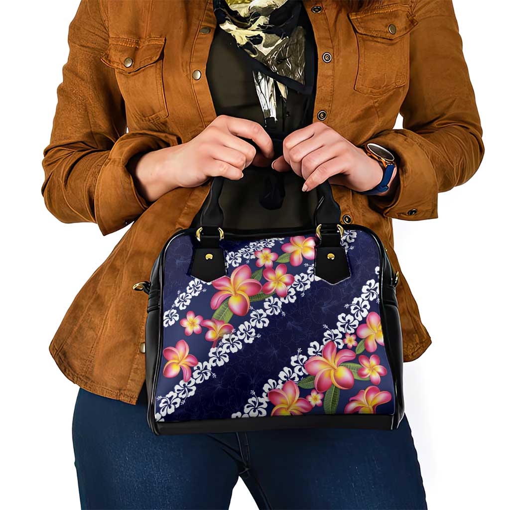 Blue Polynesia Shoulder Handbag Plumeria With Hibiscus Pattern Tropical Vibes LT14 - Polynesian Pride