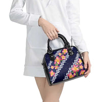 Blue Polynesia Shoulder Handbag Plumeria With Hibiscus Pattern Tropical Vibes LT14 - Polynesian Pride