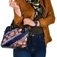 Blue Polynesia Shoulder Handbag Plumeria With Hibiscus Pattern Tropical Vibes LT14 - Polynesian Pride