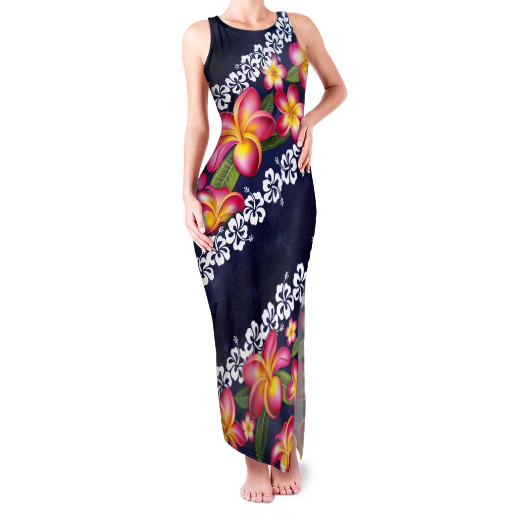 Blue Polynesia Tank Maxi Dress Plumeria With Hibiscus Pattern Tropical Vibes LT14 Women Blue - Polynesian Pride