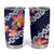 Blue Polynesia Tumbler Cup Plumeria With Hibiscus Pattern Tropical Vibes