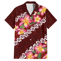 Oxblood Polynesia Family Matching Summer Maxi Dress and Hawaiian Shirt Plumeria With Hibiscus Pattern Tropical Vibes