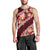 Oxblood Polynesia Men Tank Top Plumeria With Hibiscus Pattern Tropical Vibes