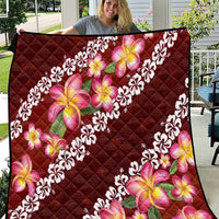 Oxblood Polynesia Quilt Plumeria With Hibiscus Pattern Tropical Vibes LT14 Oxblood - Polynesian Pride