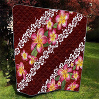 Oxblood Polynesia Quilt Plumeria With Hibiscus Pattern Tropical Vibes LT14 - Polynesian Pride