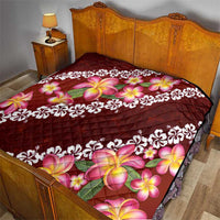 Oxblood Polynesia Quilt Plumeria With Hibiscus Pattern Tropical Vibes LT14 - Polynesian Pride