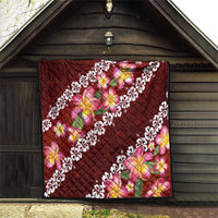 Oxblood Polynesia Quilt Plumeria With Hibiscus Pattern Tropical Vibes LT14 - Polynesian Pride