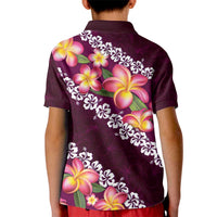 Pink Polynesia Kid Polo Shirt Plumeria With Hibiscus Pattern Tropical Vibes LT14 - Polynesian Pride