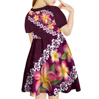 Pink Polynesia Kid Short Sleeve Dress Plumeria With Hibiscus Pattern Tropical Vibes