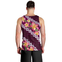 Pink Polynesia Men Tank Top Plumeria With Hibiscus Pattern Tropical Vibes