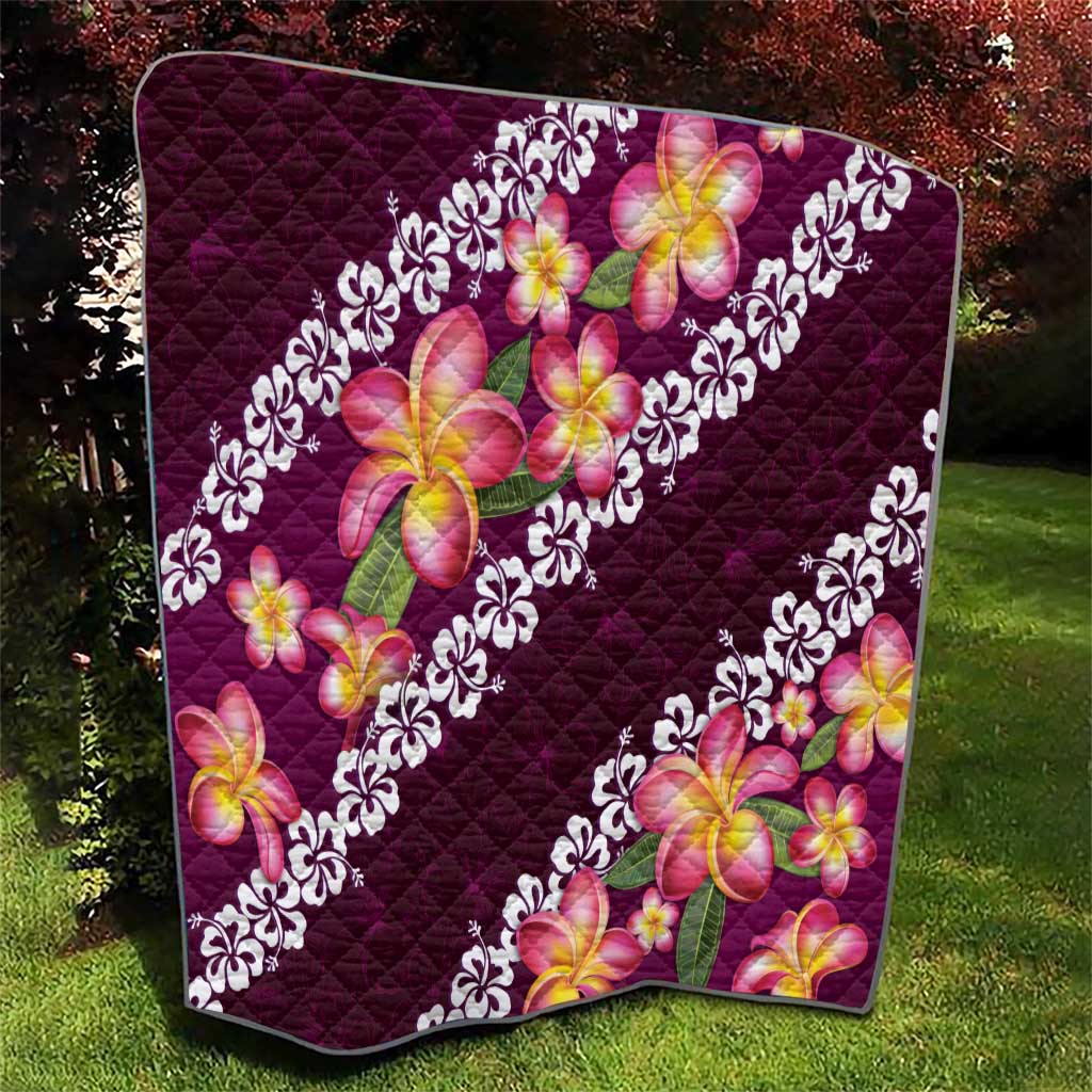 Pink Polynesia Quilt Plumeria With Hibiscus Pattern Tropical Vibes LT14 - Polynesian Pride