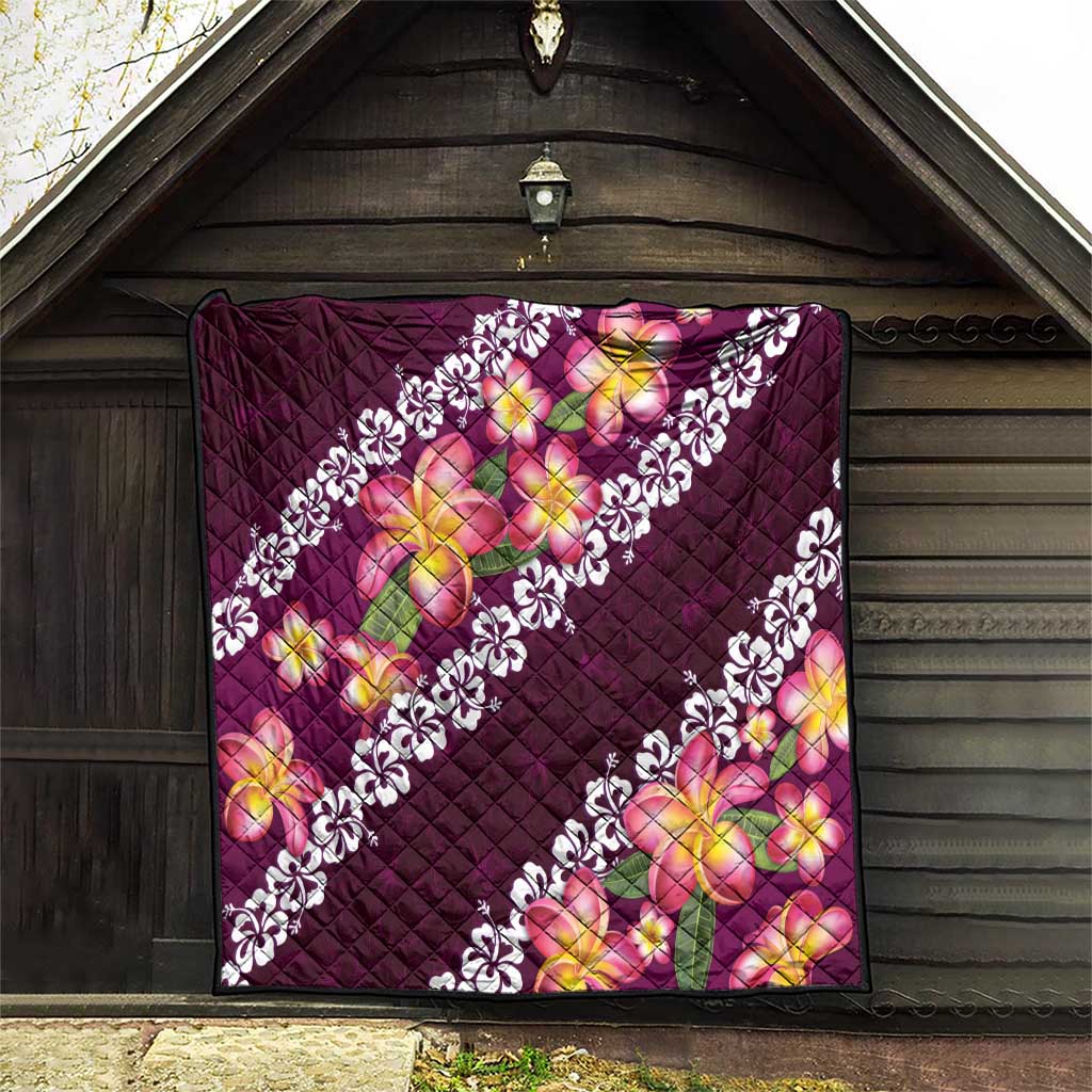 Pink Polynesia Quilt Plumeria With Hibiscus Pattern Tropical Vibes LT14 - Polynesian Pride