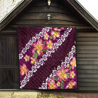 Pink Polynesia Quilt Plumeria With Hibiscus Pattern Tropical Vibes LT14 - Polynesian Pride