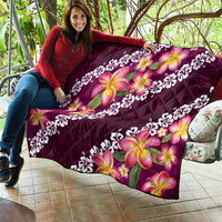Pink Polynesia Quilt Plumeria With Hibiscus Pattern Tropical Vibes LT14 - Polynesian Pride