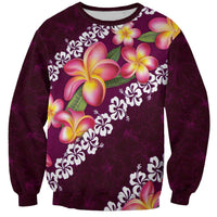 Pink Polynesia Sweatshirt Plumeria With Hibiscus Pattern Tropical Vibes