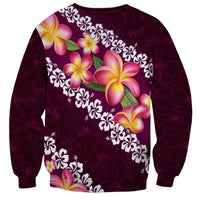 Pink Polynesia Sweatshirt Plumeria With Hibiscus Pattern Tropical Vibes