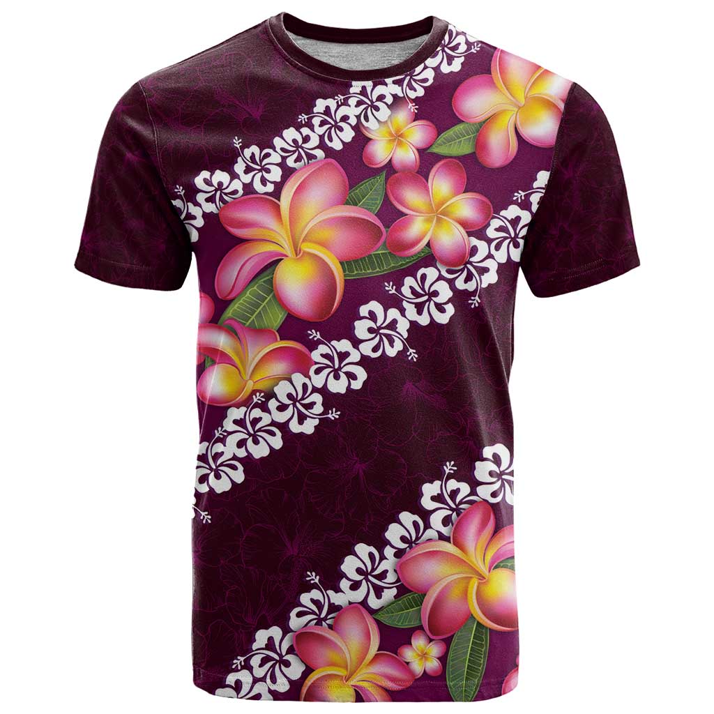 Pink Polynesia T Shirt Plumeria With Hibiscus Pattern Tropical Vibes LT14 Pink - Polynesian Pride