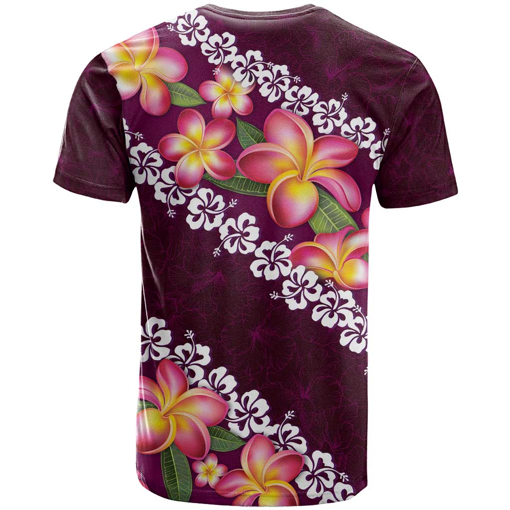 Pink Polynesia T Shirt Plumeria With Hibiscus Pattern Tropical Vibes LT14 - Polynesian Pride