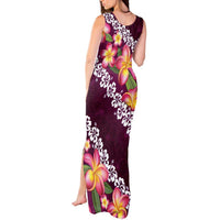 Pink Polynesia Tank Maxi Dress Plumeria With Hibiscus Pattern Tropical Vibes LT14 - Polynesian Pride