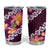 Pink Polynesia Tumbler Cup Plumeria With Hibiscus Pattern Tropical Vibes