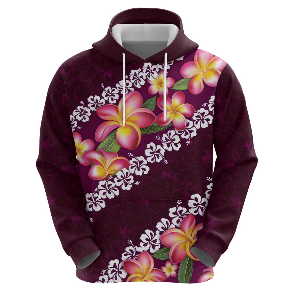 Pink Polynesia Zip Hoodie Plumeria With Hibiscus Pattern Tropical Vibes