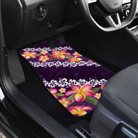Purple Polynesia Car Mats Plumeria With Hibiscus Pattern Tropical Vibes