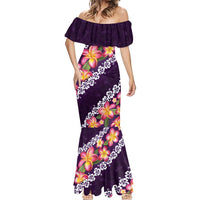 Purple Polynesia Mermaid Dress Plumeria With Hibiscus Pattern Tropical Vibes LT14 - Polynesian Pride