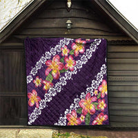 Purple Polynesia Quilt Plumeria With Hibiscus Pattern Tropical Vibes LT14 - Polynesian Pride