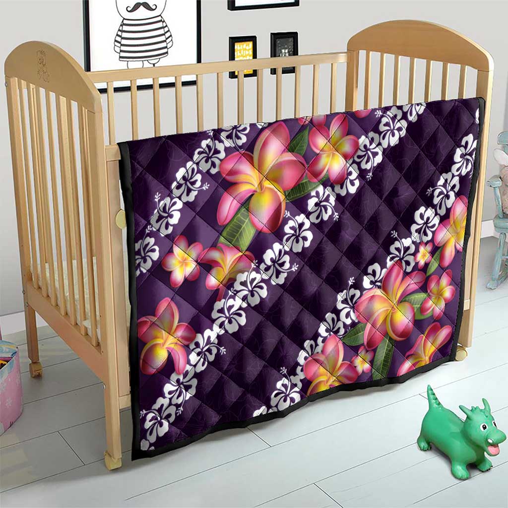 Purple Polynesia Quilt Plumeria With Hibiscus Pattern Tropical Vibes LT14 - Polynesian Pride