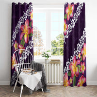 Purple Polynesia Window Curtain Plumeria With Hibiscus Pattern Tropical Vibes