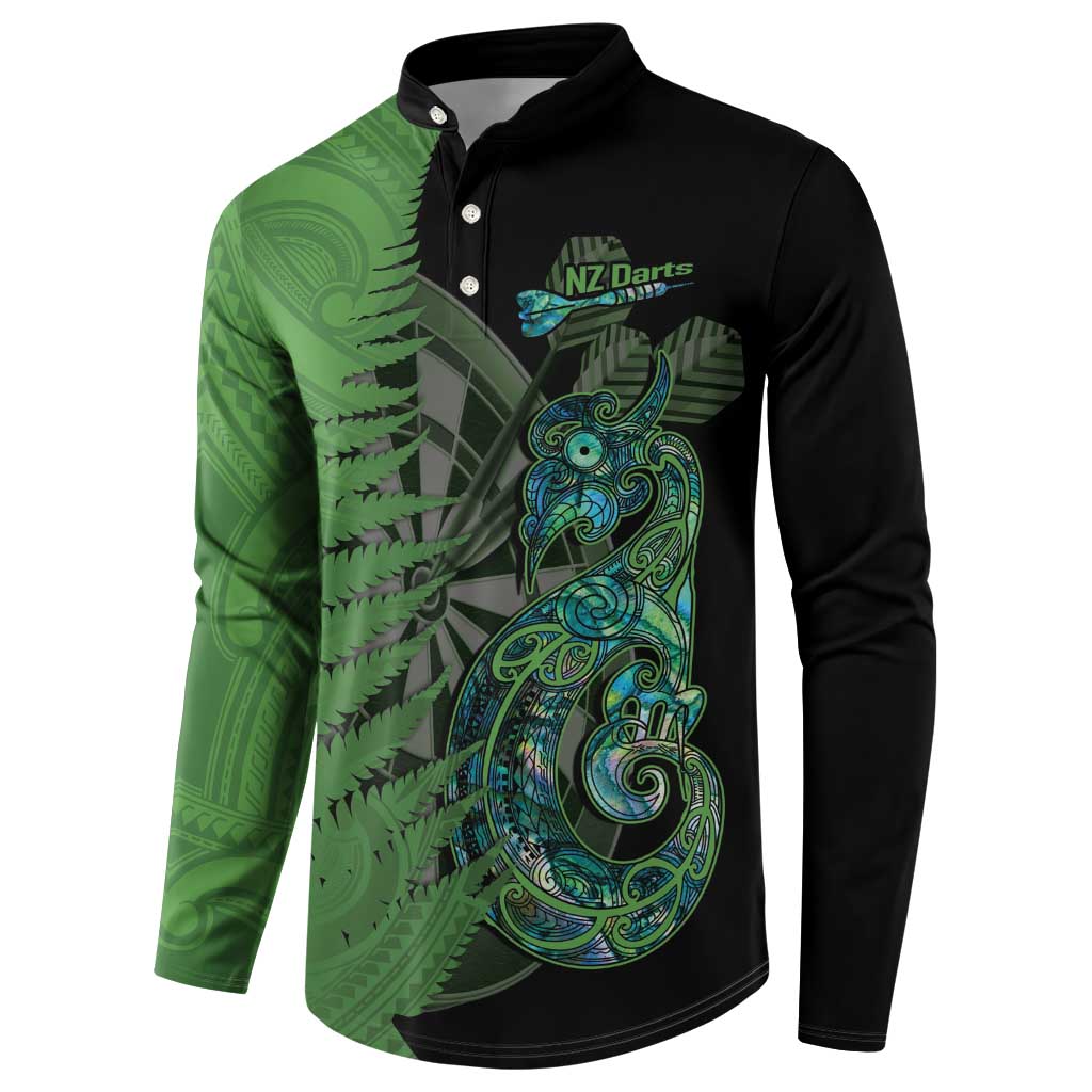 Personalised New Zealand Darts Button Sweatshirt Aotearoa Maori Fern Mix Manaia Tattoo LT14 - Polynesian Pride