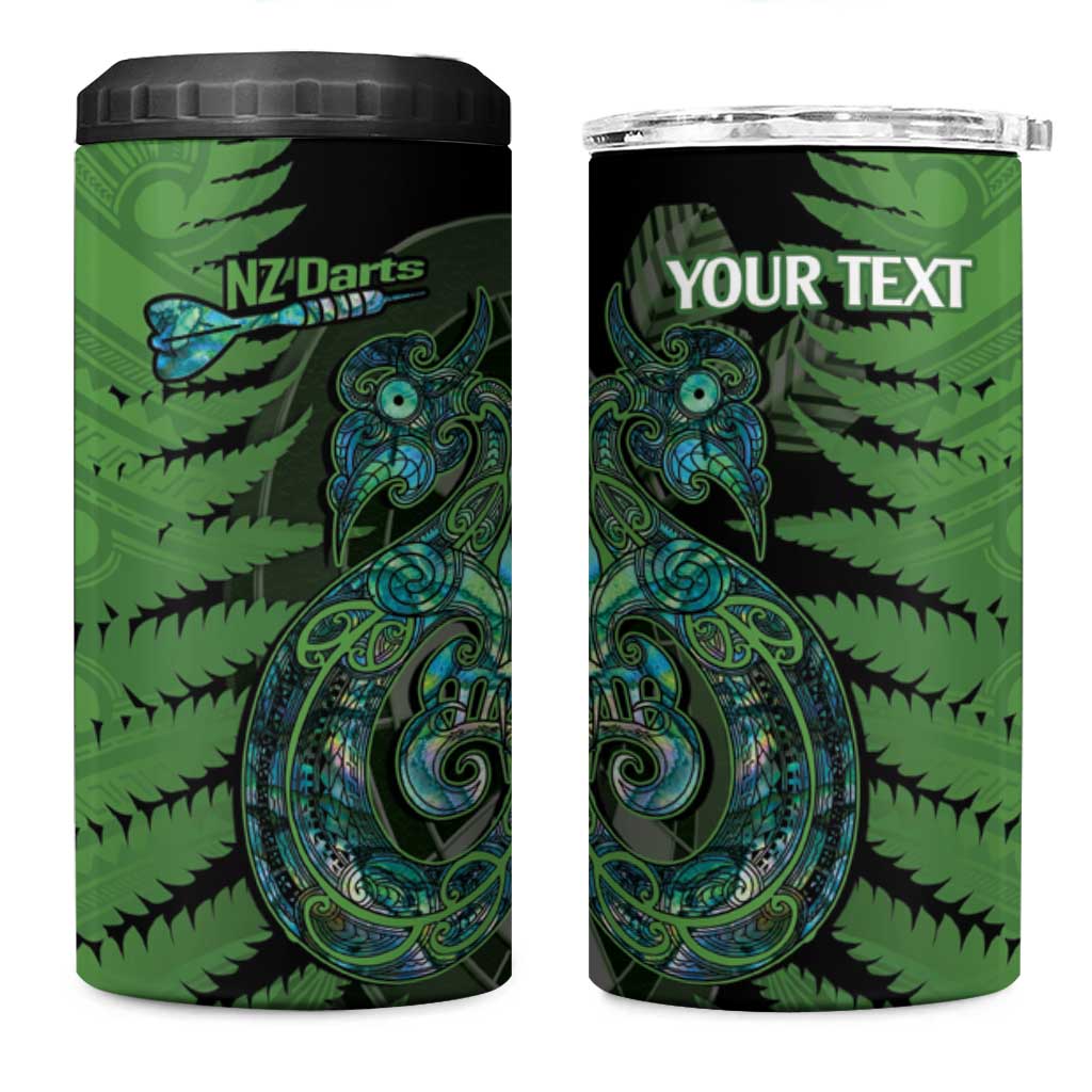 Personalised New Zealand Darts 4 in 1 Can Cooler Tumbler Aotearoa Maori Fern Mix Manaia Tattoo