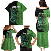 Personalised New Zealand Darts Family Matching Puletasi and Hawaiian Shirt Aotearoa Maori Fern Mix Manaia Tattoo LT14 - Polynesian Pride