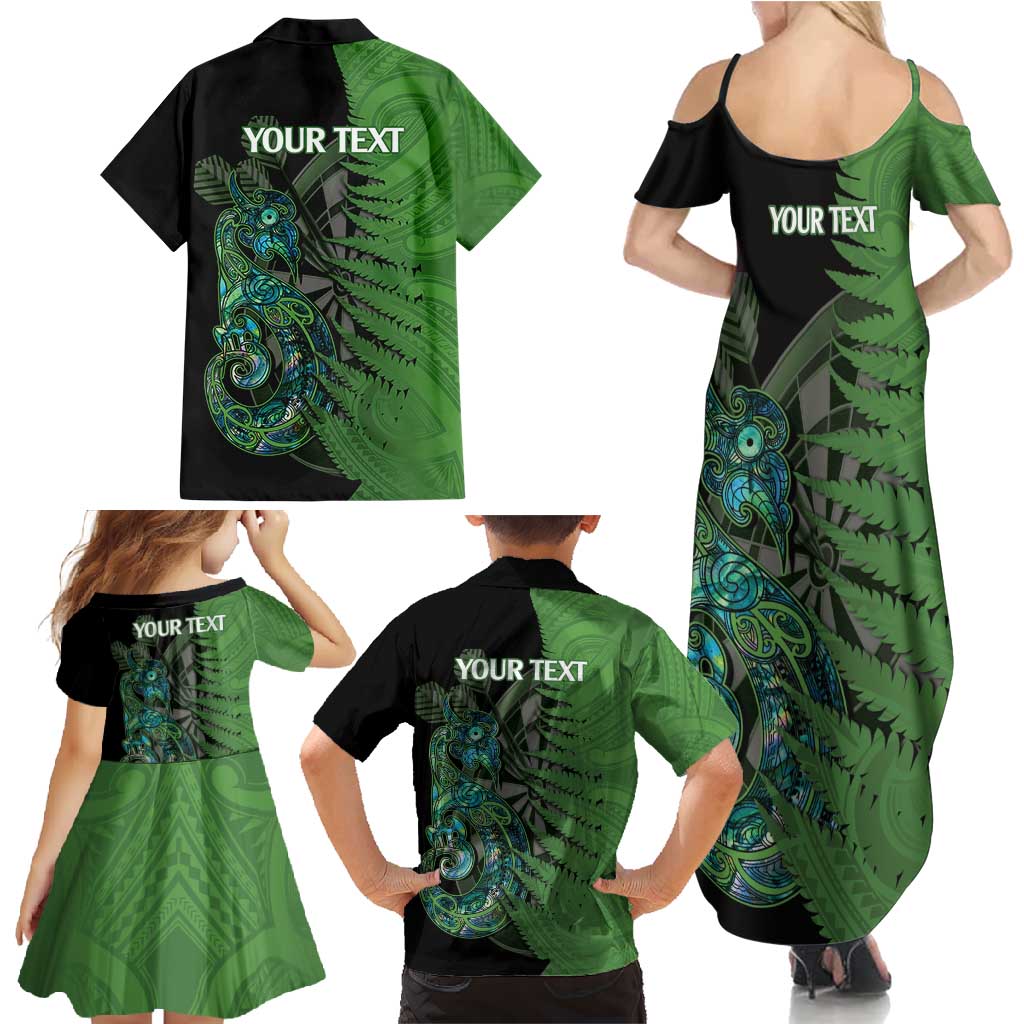 Personalised New Zealand Darts Family Matching Summer Maxi Dress and Hawaiian Shirt Aotearoa Maori Fern Mix Manaia Tattoo LT14 - Polynesian Pride